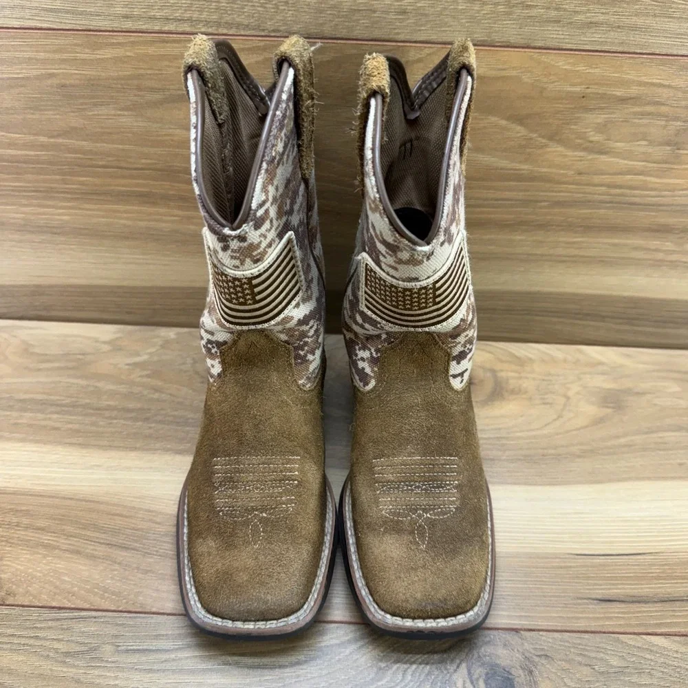ARIAT Patriot Western Boots Little Boys Kids 11 Brown Camo American Flag